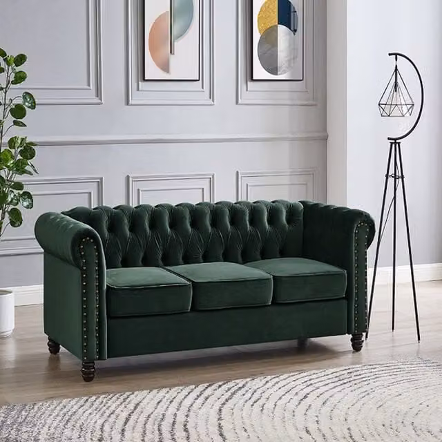 Home Detail Chester 3 Seater Chesterfield Sofa in Green Velvet