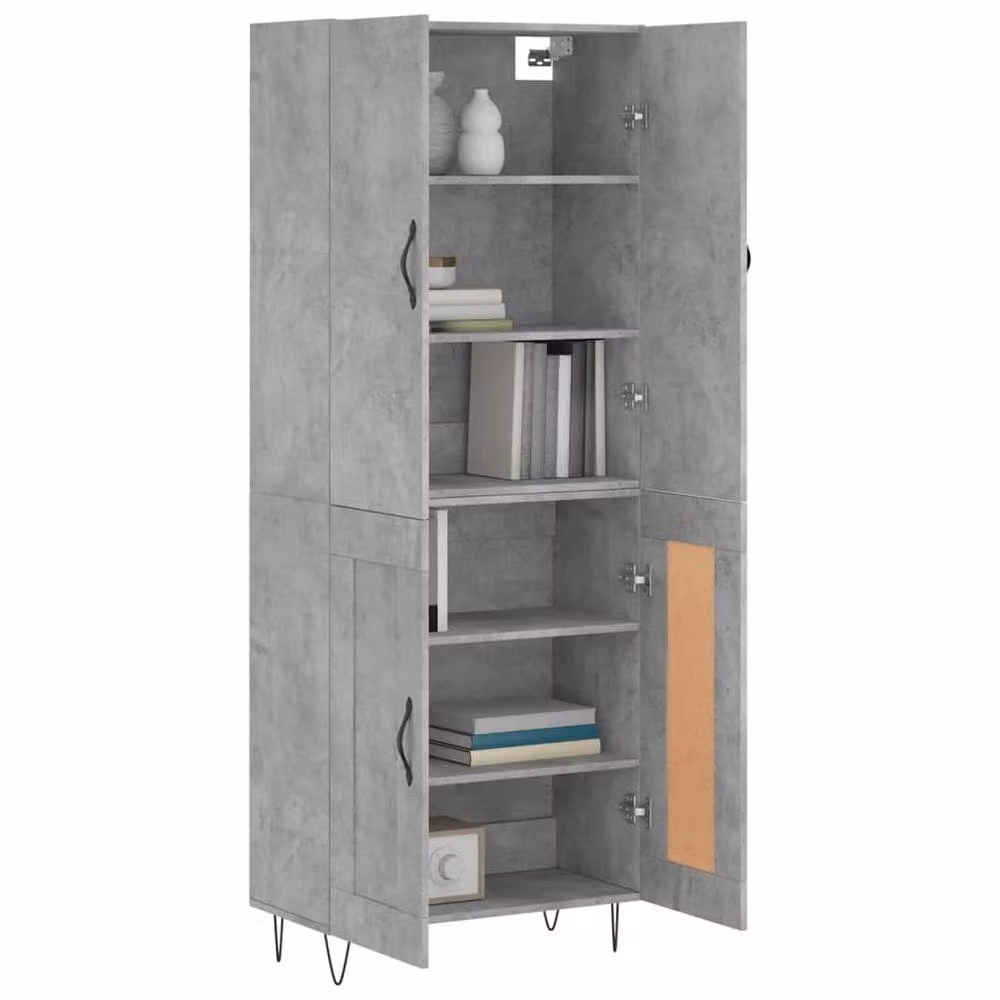 Berkfield Home Highboard in Concrete Grey, W: 69.5 cm, D: 34 cm, H: 180 cm – 2