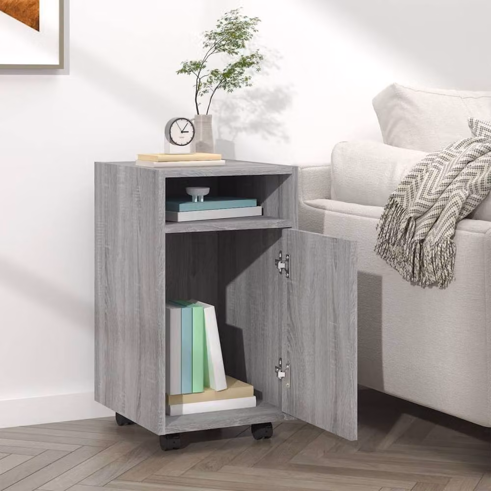 Berkfield Home Side Cabinet with Wheels in Grey Sonoma, W/D/H: 33 x 38 x 60 cm – 4