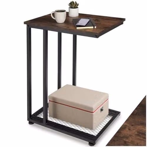 tectake Industrial Style Bedside Table in Brown and Black, W/D/H: 48 x 35 x 66 cm