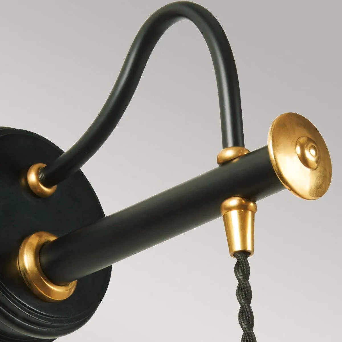 Netlighting Douille Industrial Indoor Wall Light, E27 Socket, Black and Polished Brass with Yellow Accents – 2
