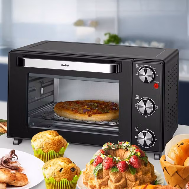 VonShef Multi-function Portable Mini Oven and Grill with Timer, Black