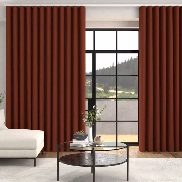 Terrys Ella Soft Velvet Made To Measure Wave Curtains in Auburn Orange Red