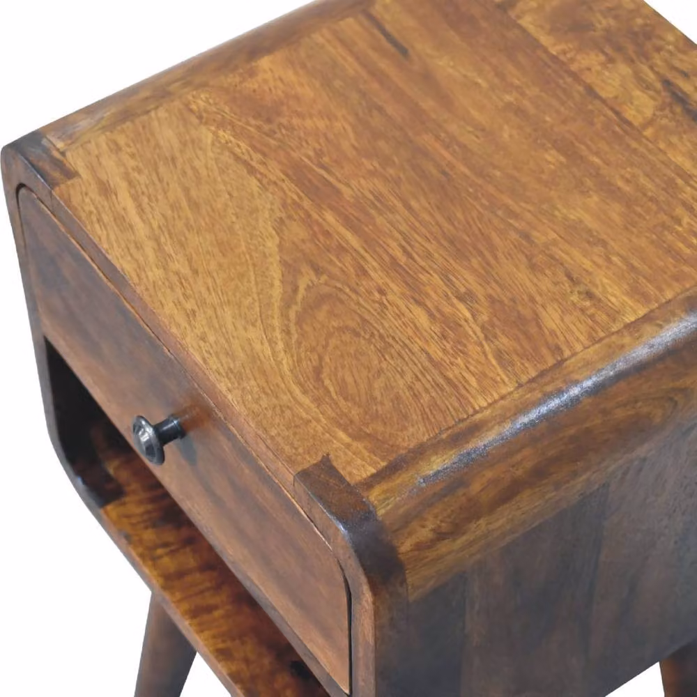 Wyld Haus Pama Small Bedside Table in Brown Mango Wood with Soft Close Drawers, W/D/H: 30 x 30 x 55 cm – 4