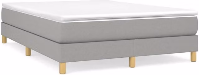 Berkfield Home Upholstered Box Spring Bed Frame, Grey, W: 135 cm, L: 190 cm