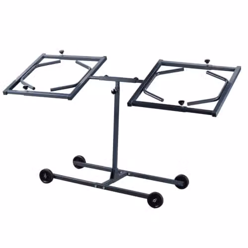 SwitZer Heavy Duty Adjustable Rotating Wheel Rim Stand with 4 Wheels, Grey and Black Steel Mobile Spray Painting Stand for Alloy Wheels and Auto Body Parts, W/D/H: 120 x 100 x 50 cm