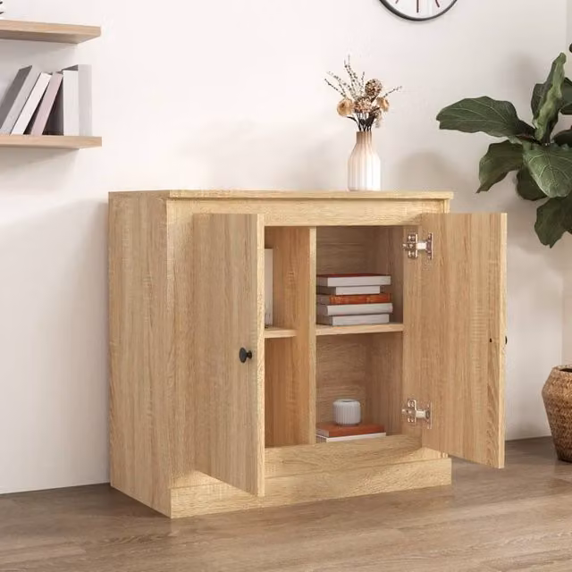 Berkfield Home Sonoma Oak Sideboard in Beige, W/D/H: 70 x 35.5 x 67.5 cm – 1