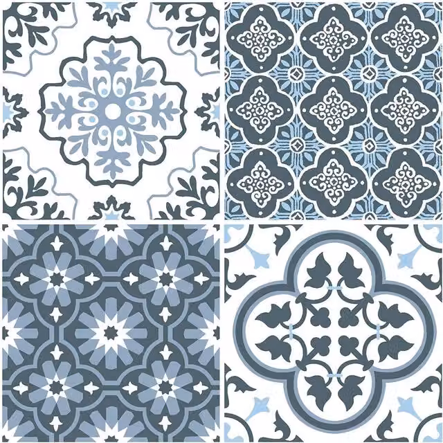 Floor Pops Mediterranean Blue and White Self Adhesive Vinyl Floor Tiles, Pack of 10
