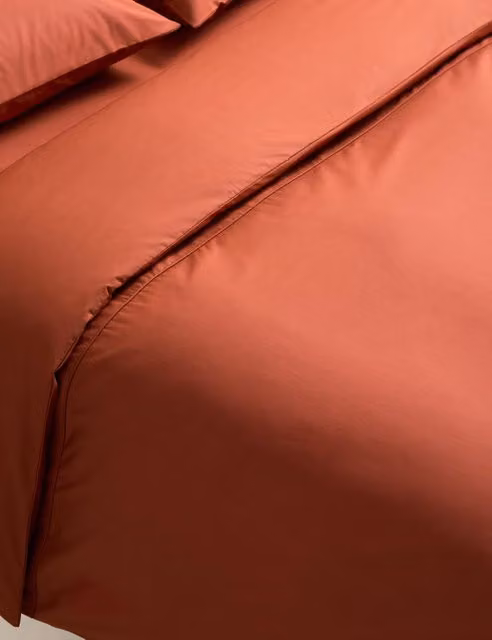 M&S Egyptian Cotton 230 Thread Count Percale Duvet Cover in Terracotta