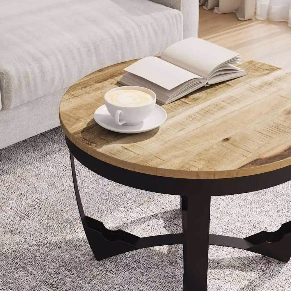 Berkfield Home Solid Rough Mango Wood Coffee Table in Brown W/D/H: 60 x 40 cm – 4