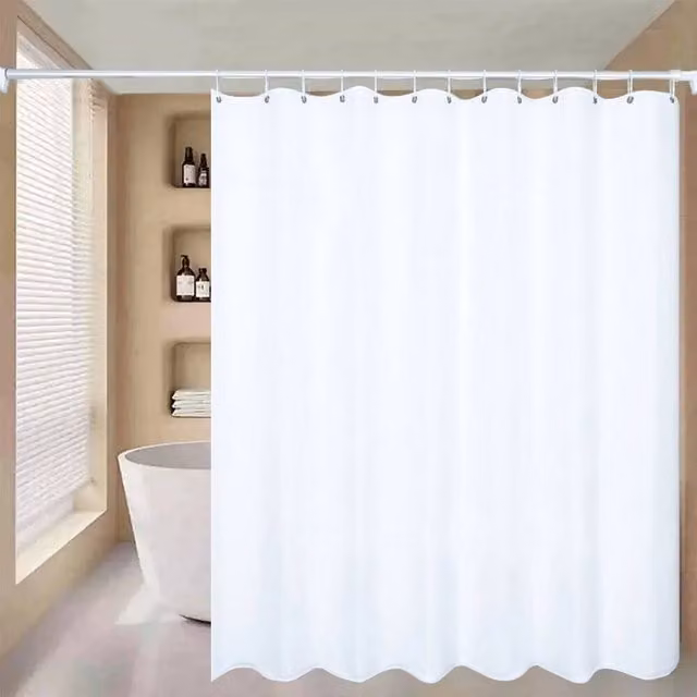 FLAVORA White Polyester Fabric Waterproof and Mould Resistant Bathroom Shower Curtain, W/H: 180 x 180 cm