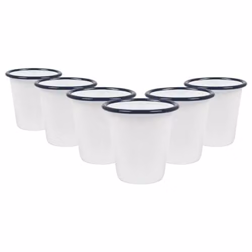 Argon Tableware Blue and White Enamel Tumblers, 300ml, Set of 6 – 1