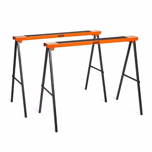 VonHaus Foldable Steel Saw Horse Twin Pack in Black and Orange with 200kg Weight Capacity