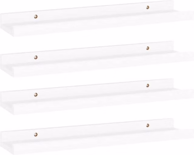 Berkfield Home Wall Mounted Shelves, 4 Piece Set, White, W: 40 cm, D: 9 cm, H: 3 cm