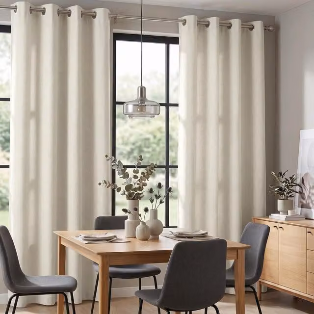 Livinluxury White Velvet Chenille Eyelet Ring Top Opaque Curtains, Height: 229 cm