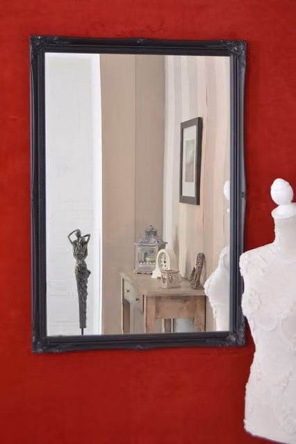 MirrorOutlet Fraser Black Beaded Dress Mirror, Rectangular, W: 72 cm, H: 102 cm – 1