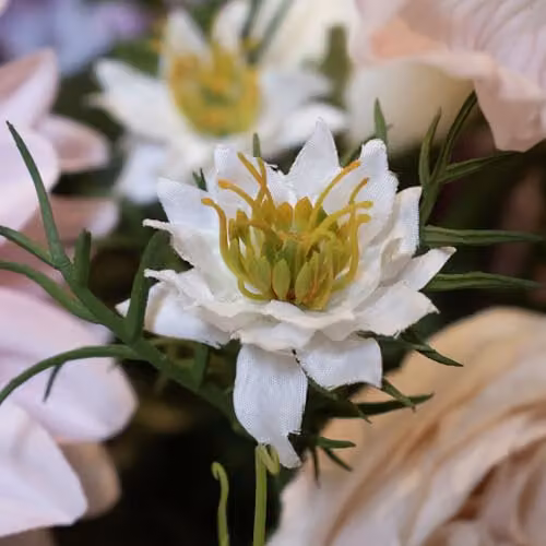 Hill Interiors Love In A Mist Nigella Artificial Flower, White, H 68 cm x W 9 cm x D 9 cm – 2