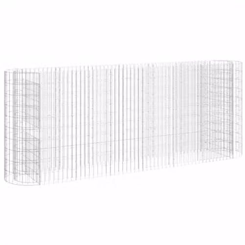 vidaXL Silver Galvanised Steel Stone Gabion Raised Bed W: 260 cm, D: 50 cm, H: 100 cm