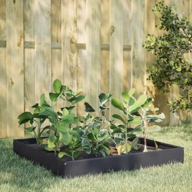 Berkfield Home Garden Anthracite Steel Raised Bed, W/D/H: 100 x 100 x 26 cm
