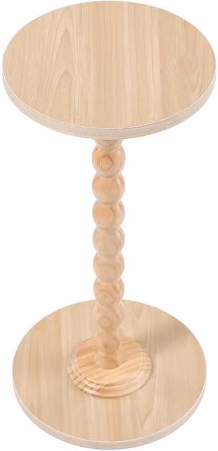 Spetlek Modern Small Round Natural Wood Side Table in Brown and Beige, H: 100 cm, W: 30 cm, D: 30 cm