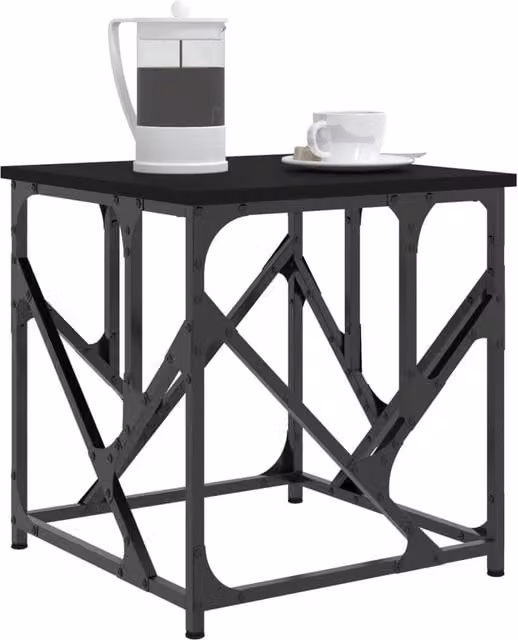 Berkfield Home Black Decorative Coffee Table with X-Frame Design, W/D/H: 45 x 45 x 47.5 cm