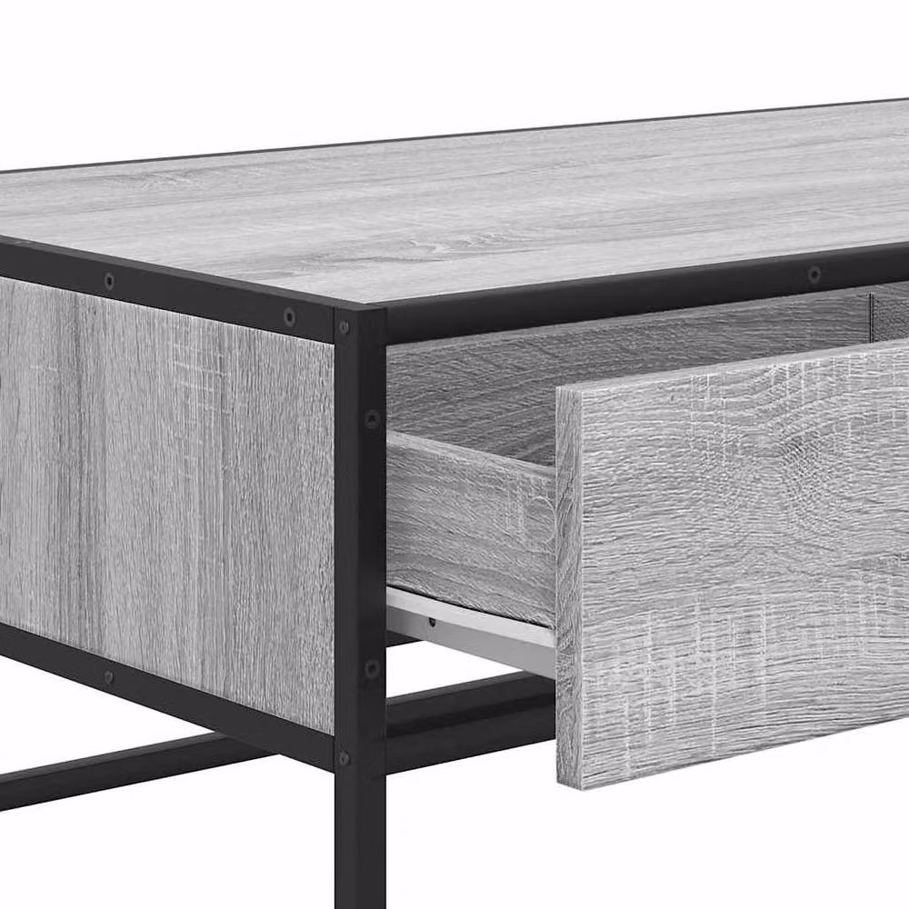 Berkfield Home Grey Sonoma Coffee Table in Engineered Wood and Metal, W: 100 cm, D: 50 cm, H: 35 cm – 5
