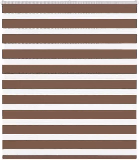 Berkfield Home Zebra Day and Night Blind in Brown Polyester, W: 130 cm, H: 100 cm – 1