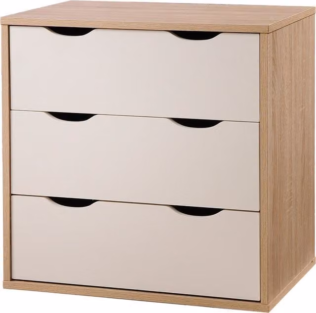 Timber Art Design UK Modern Three Drawer Chest in Oak Brown and Beige