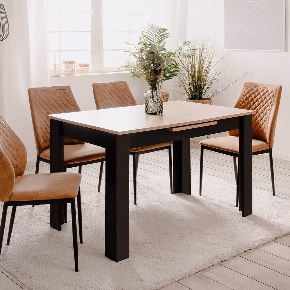 CALICOSY Birmingham Extensible Dining Table in Light Oak, W/D/H: 125-165 x 80 x 75 cm – 2
