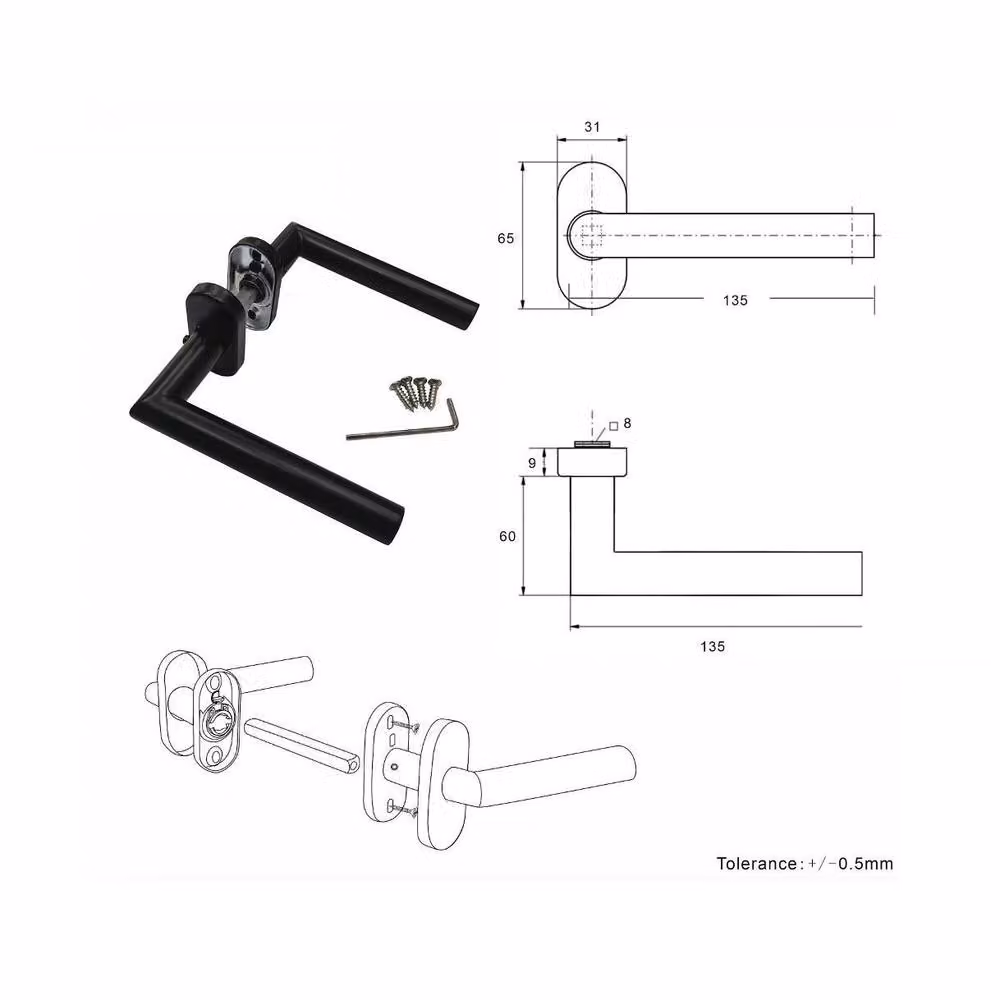 Forgeworks Slim Fit Rose Door Handle and Rosette Set in Matt Black Stainless Steel – 2