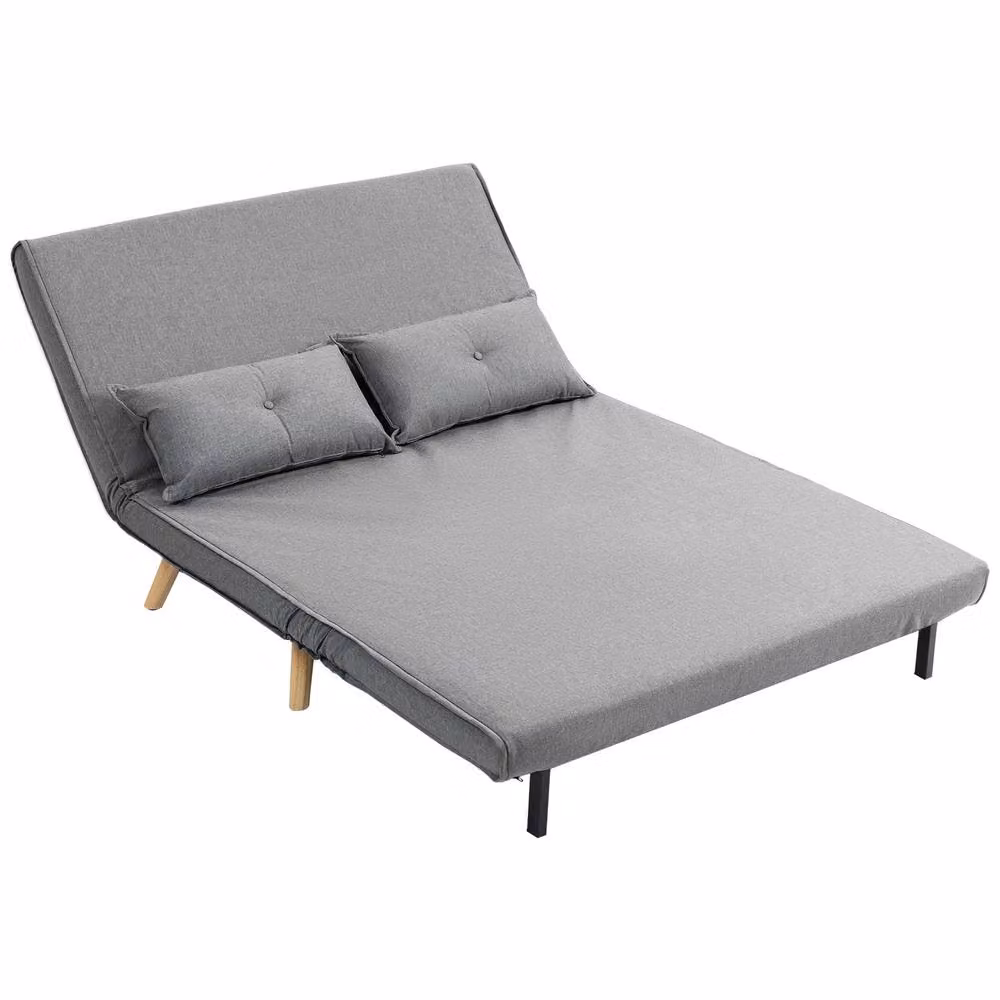 STILVORA Grey Fabric Click Clack Sofa Bed with Adjustable Headrest and Scatter Cushions, W/D/H: 140 x 190 cm – 2