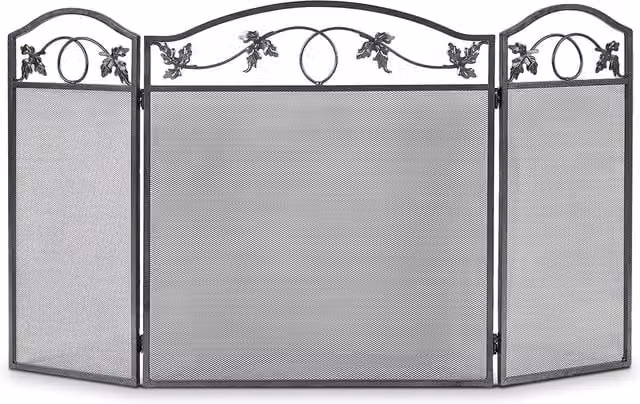 Costway 3 Panel Black Fireplace Fence