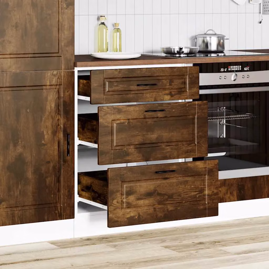 Berkfield Home Porto Smoked Oak Kitchen Base Cabinet in Brown – 2