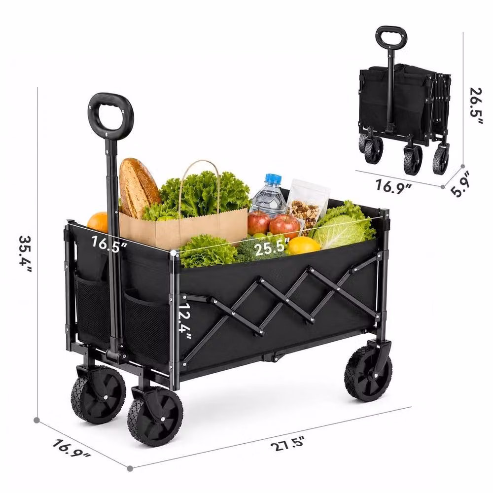EONLION Heavy Duty Foldable Trolley Cart Wagon in Black – 2