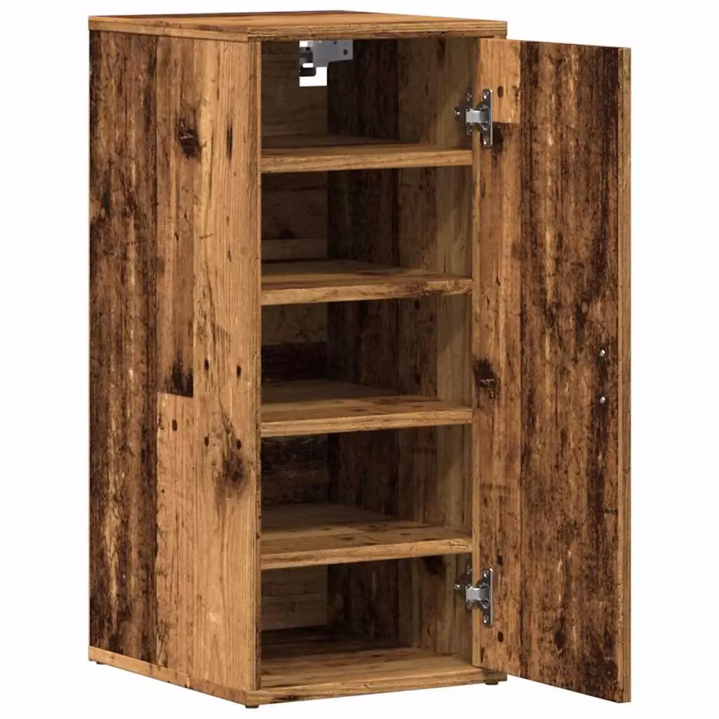Berkfield Home Set of 2 Rustic Old Wood Shoe Cabinets, Brown, W/D/H: 32 x 35 x 70 cm – 5