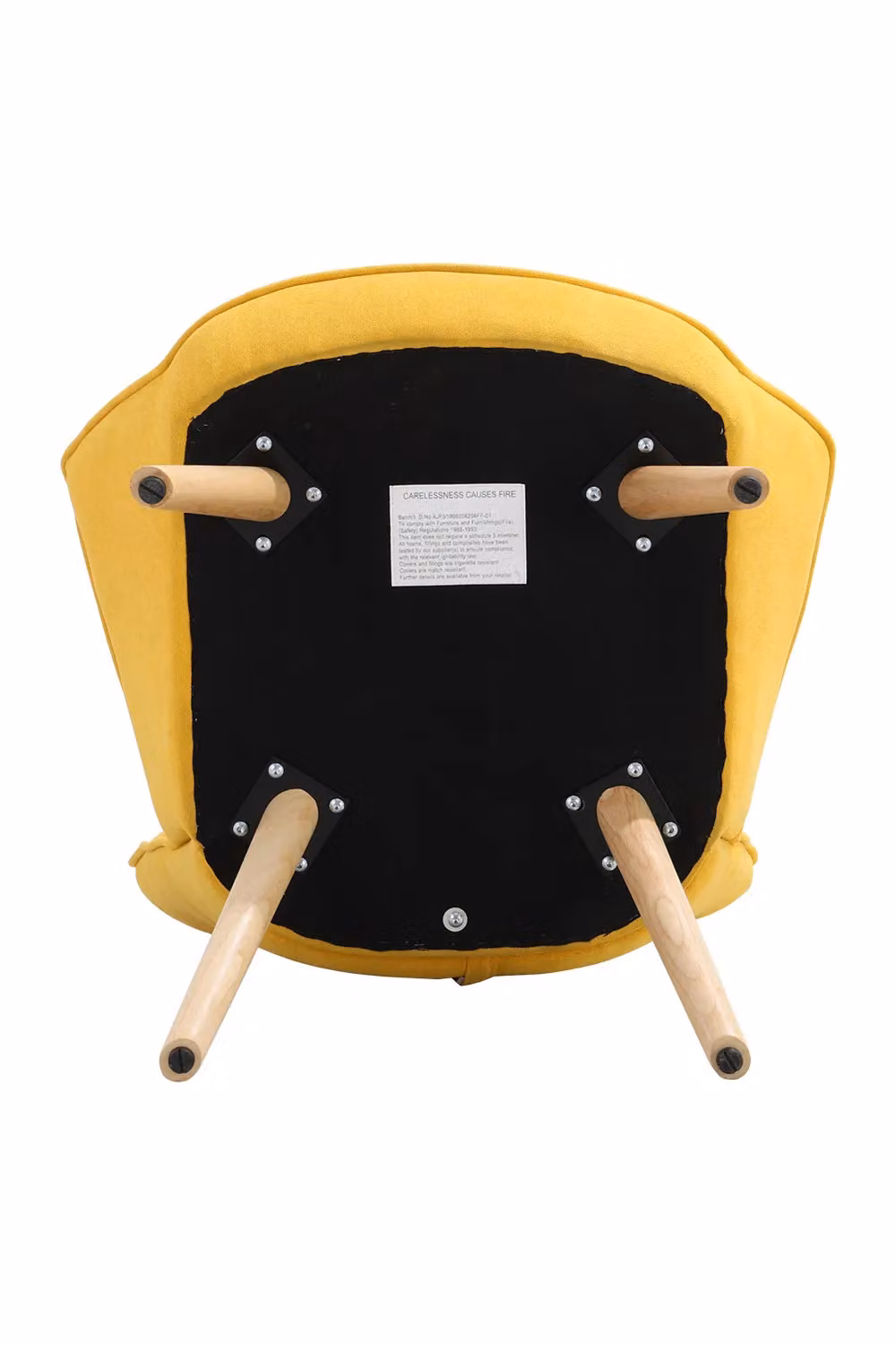 Living and Home Yellow Linen Tufted Button Accent Chair with Wooden Legs – 3
