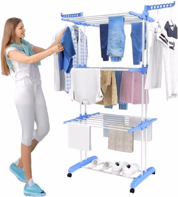 Trendi 4 Tier Foldable Clothes Dryer in Blue