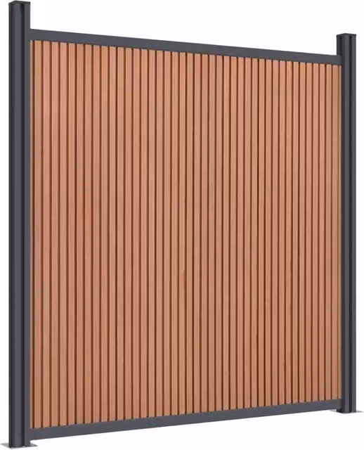 Berkfield Home WPC and Aluminium Fence Panel, Brown, W: 180 cm, H: 186 cm