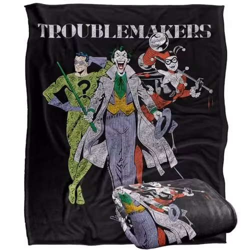 Warner Bros. Batman Original Gangsters Super Soft Silky Touch Fleece Throw Blanket, Multicolour, W: 127.0 cm x D: 152.4 cm – 1