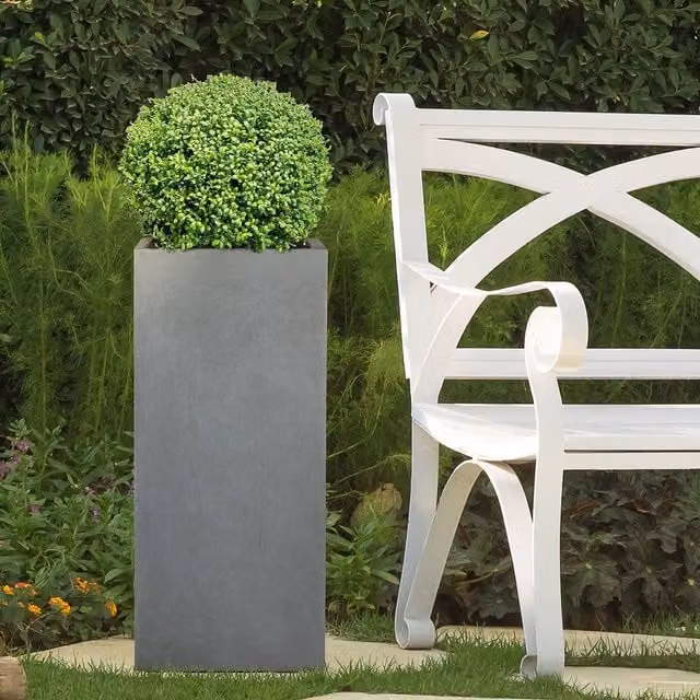 IDEALIST Tall Square Garden Planter in Grey Concrete and Ceramic