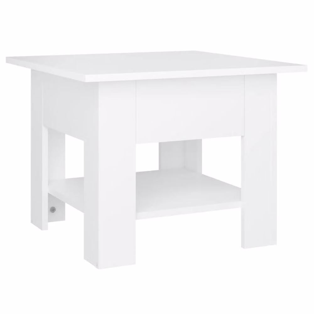 Berkfield Home Modern White Square Coffee Table in Engineered Wood W/D/H: 55 x 55 x 42 cm – 2