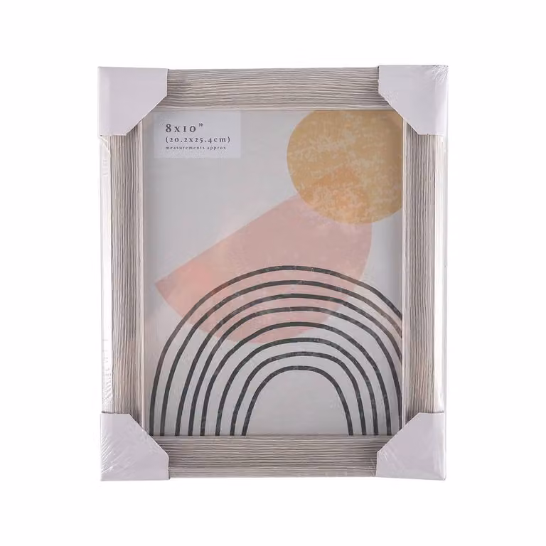 Voltico Classic Rectangular MDF Wood Grain Photo Frame in Light Grey, 20.32 x 25.4 x 25.4 cm