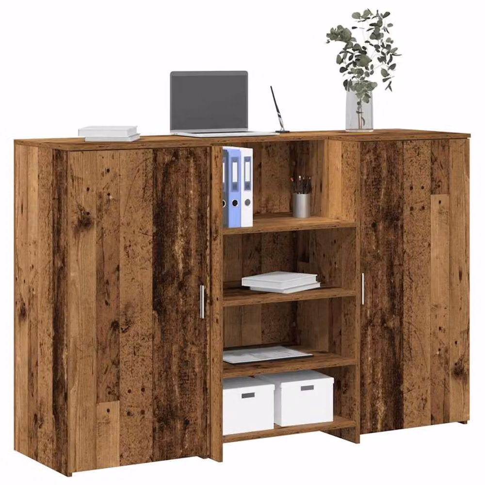 Berkfield Home Reception Desk in Brown Old Wood, W: 155 cm, D: 50 cm, H: 103.5 cm – 2