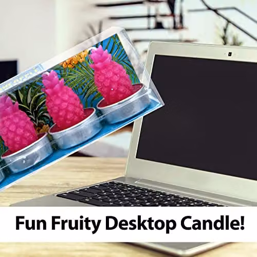 VFM e-Store Tropical Pineapple Scented Tealight Wax Candles, 4 Pack, Pink – 4