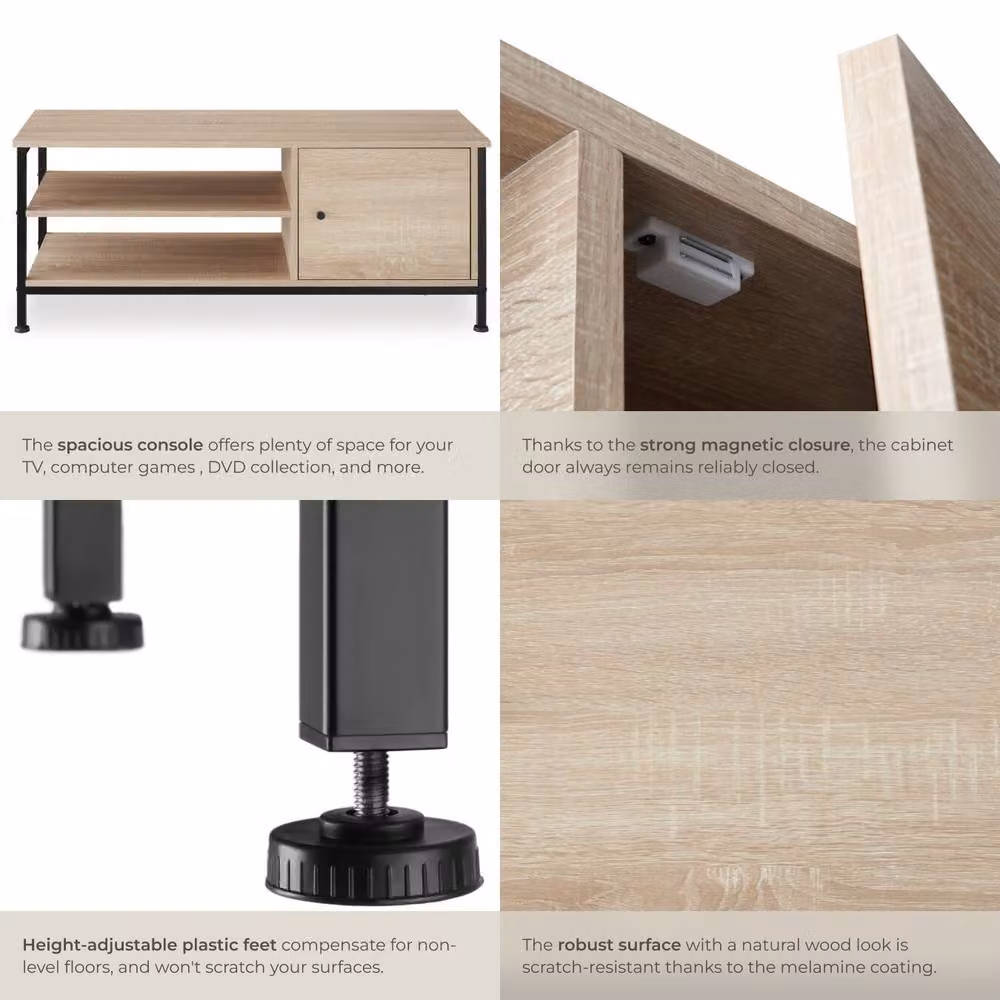 tectake Durban TV Stand in Light Brown – 4