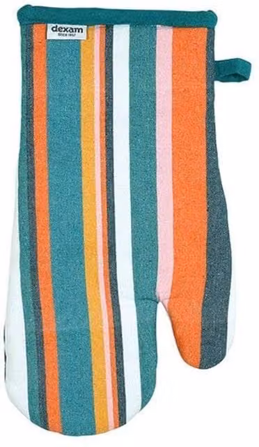 dexam Striped Cotton Gauntlet Gloves in Teal and Multicolour – 1