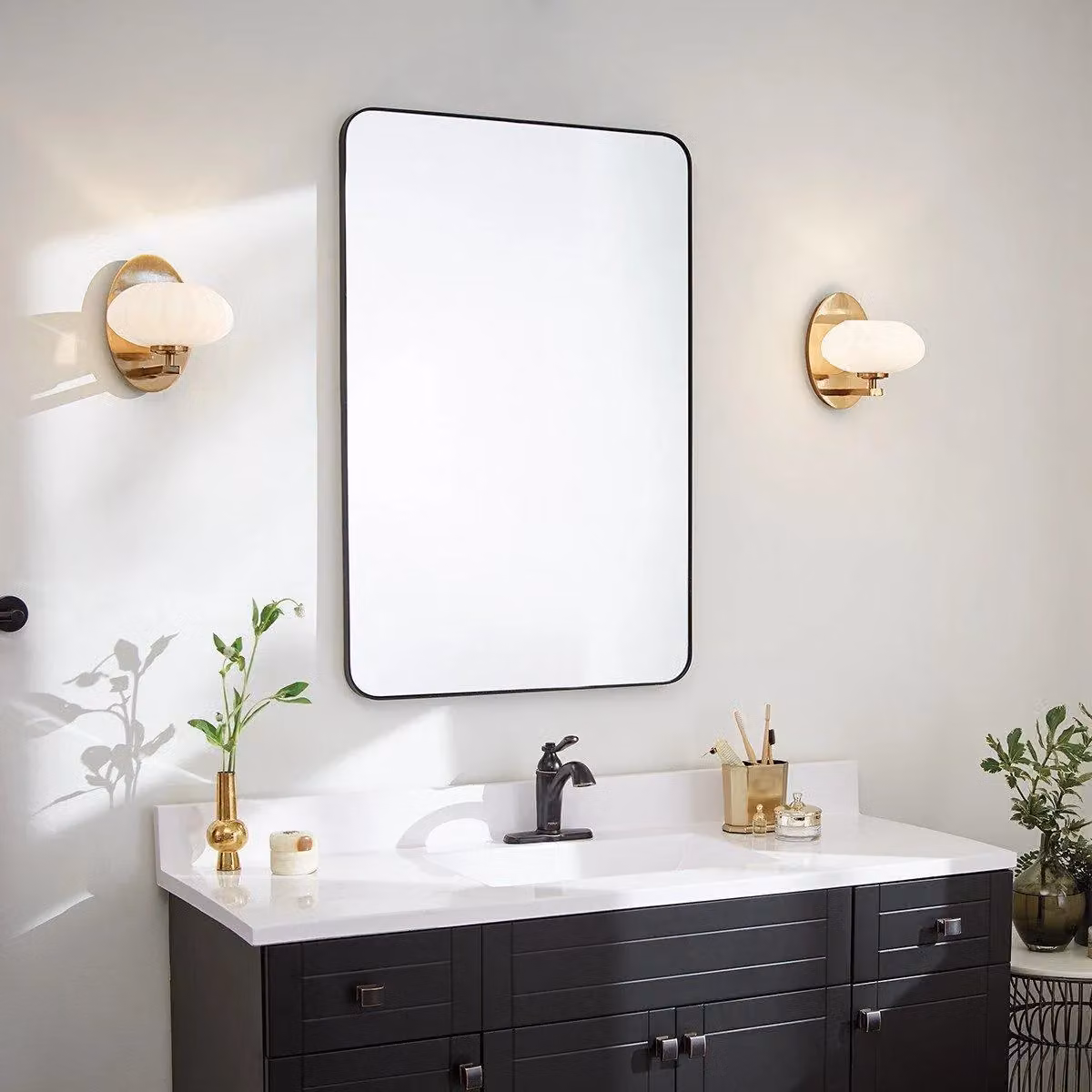 Kichler Pim Bathroom Wall Lamp in Gold/Brass with Warm White 3000K Light and IP44 Rating – 3