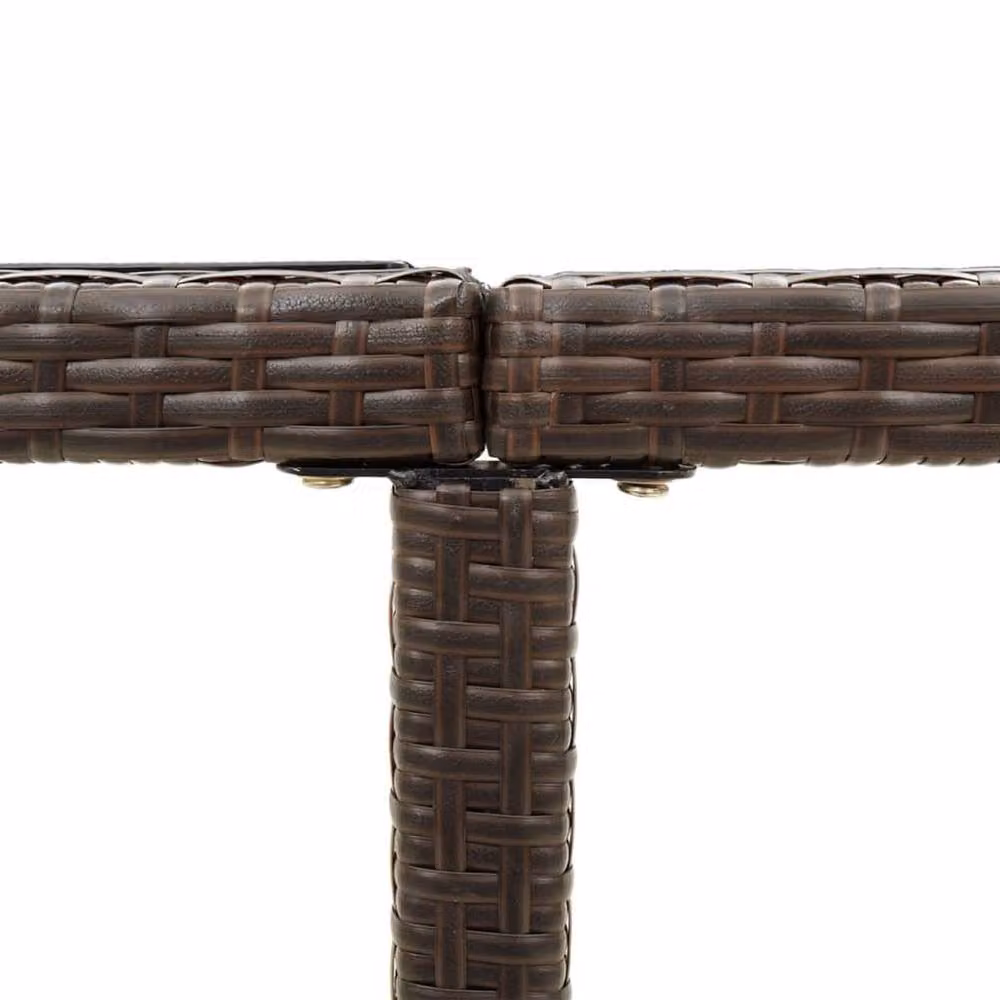 Berkfield Home Brown Poly Rattan and Glass Extendable Garden Table W/D/H: 109 x 107 x 74 cm – 5