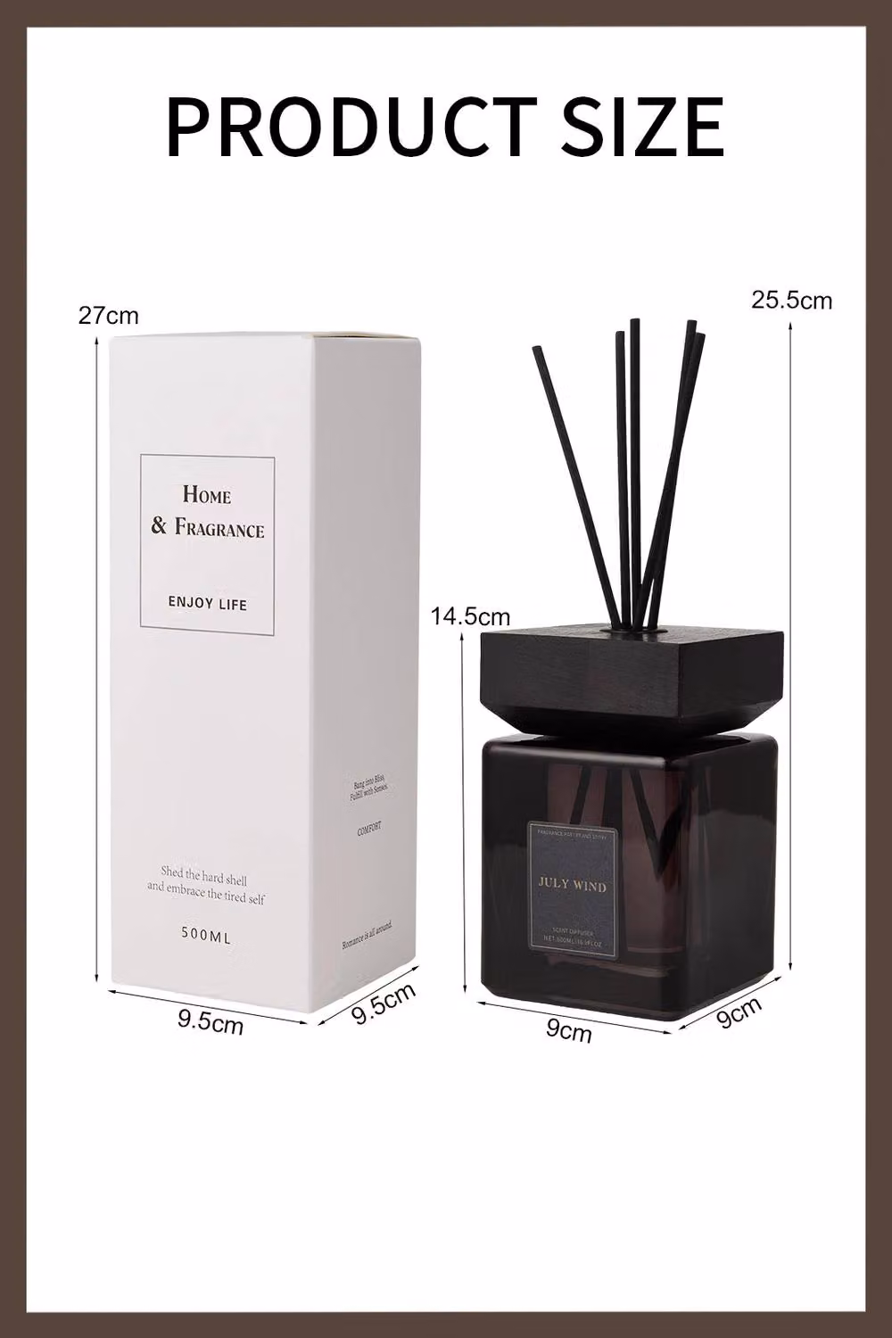 Living and Home Hotel Scented Reed Diffuser Set, Black, 500ml, Fresh Fruity and Woody Fragrance – 4