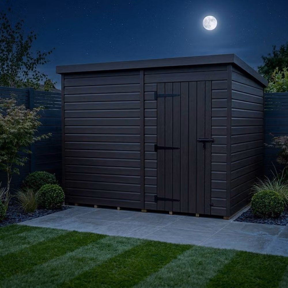 Buttercup Farm Grey Composite Pent Garden Shed with Single Door, W/D/H: 305 x 305 x 210 cm – 3
